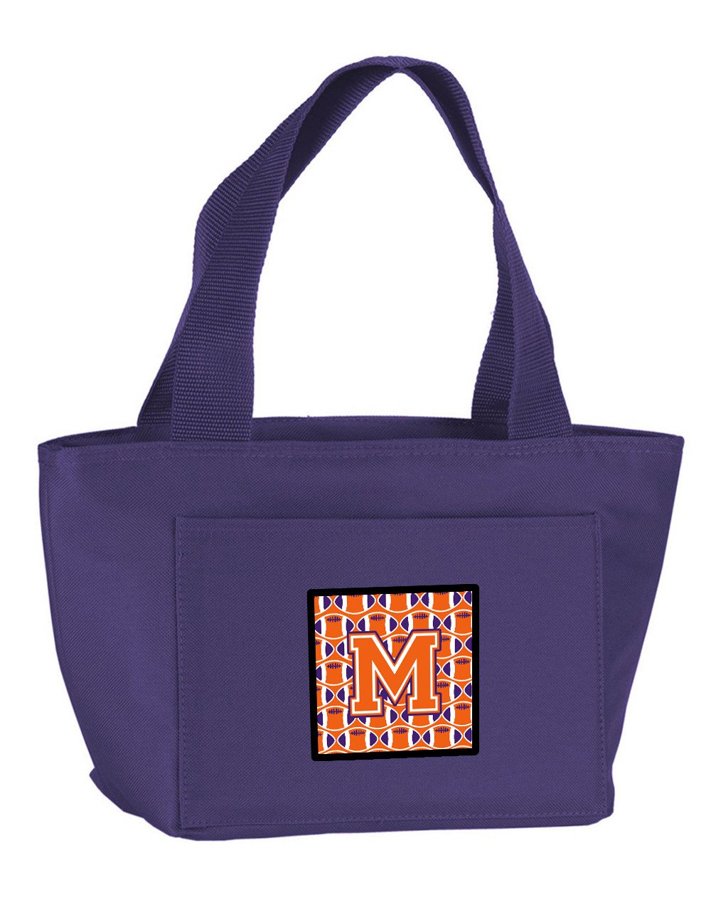 Letter M Football Orange, White and Regalia Lunch Bag CJ1072-MPR-8808