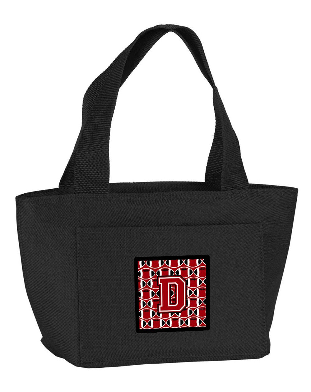 Letter D Football Red, Black and White Lunch Bag CJ1073-DBK-8808