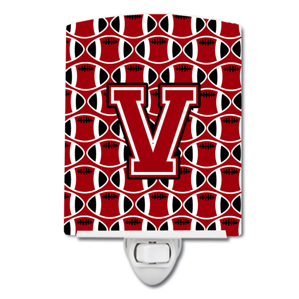Letter V Football Red, Black and White Ceramic Night Light CJ1073-VCNL - the-store.com