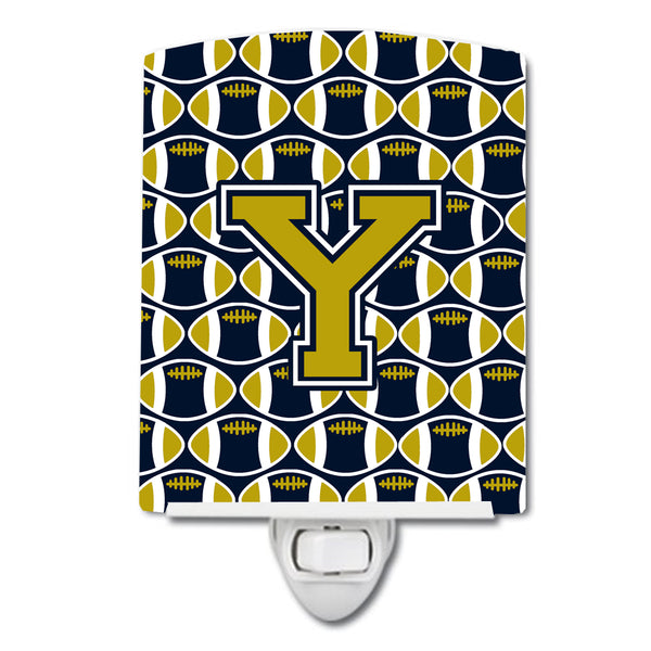 Letter Y Football Blue and Gold Ceramic Night Light CJ1074-YCNL - the-store.com