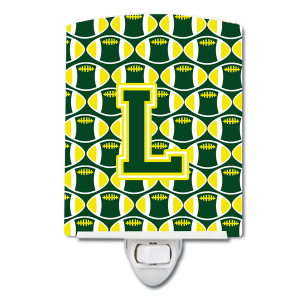 Letter L Football Green and Yellow Ceramic Night Light CJ1075-LCNL - the-store.com