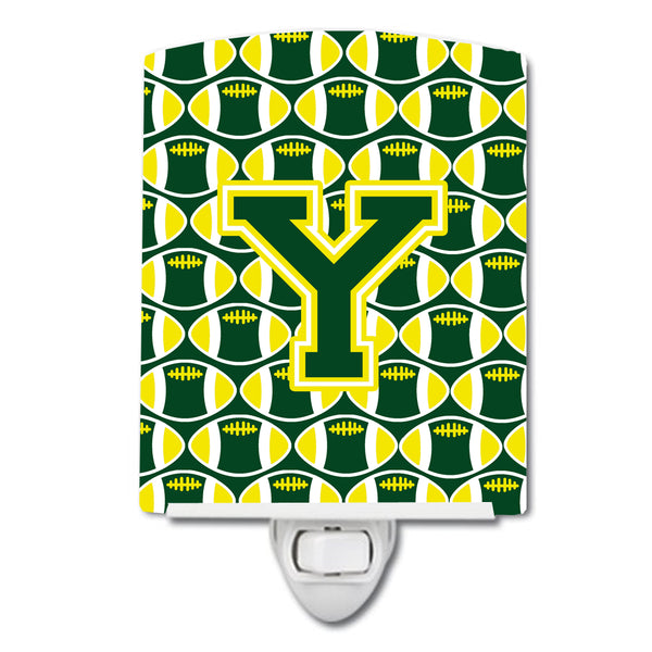 Letter Y Football Green and Yellow Ceramic Night Light CJ1075-YCNL - the-store.com