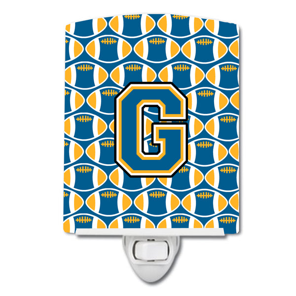 Letter G Football Blue and Gold Ceramic Night Light CJ1077-GCNL - the-store.com