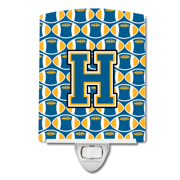 Letter H Football Blue and Gold Ceramic Night Light CJ1077-HCNL - the-store.com