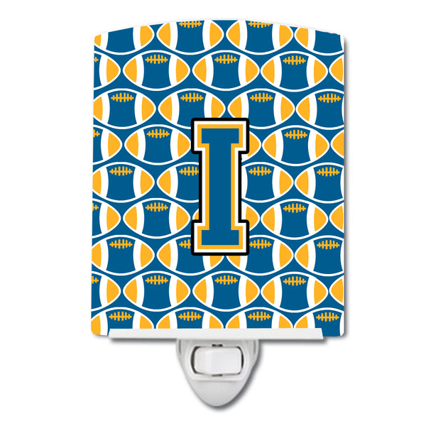 Letter I Football Blue and Gold Ceramic Night Light CJ1077-ICNL - the-store.com