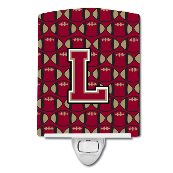 Letter L Football Garnet and Gold Ceramic Night Light CJ1078-LCNL - the-store.com