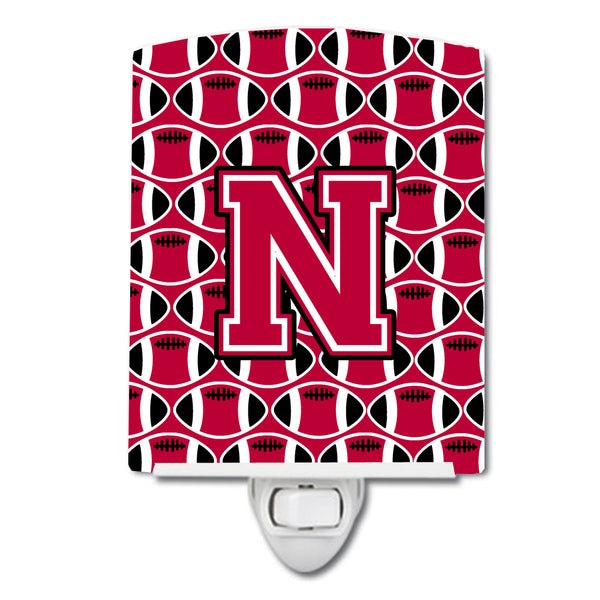 Letter N Football Crimson and White Ceramic Night Light CJ1079-NCNL - the-store.com