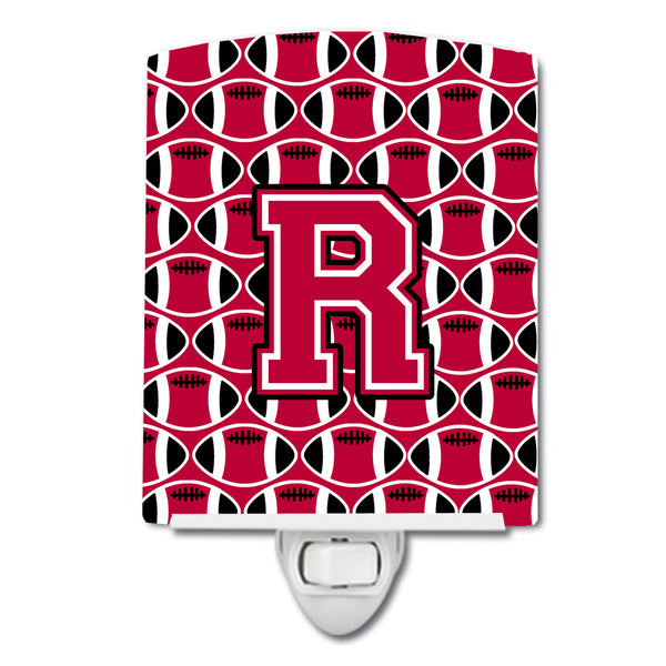 Letter R Football Crimson and White Ceramic Night Light CJ1079-RCNL - the-store.com