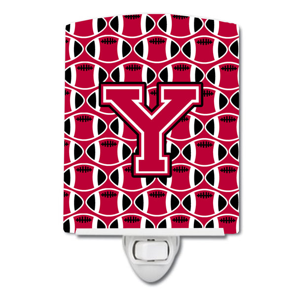 Letter Y Football Crimson and White Ceramic Night Light CJ1079-YCNL - the-store.com