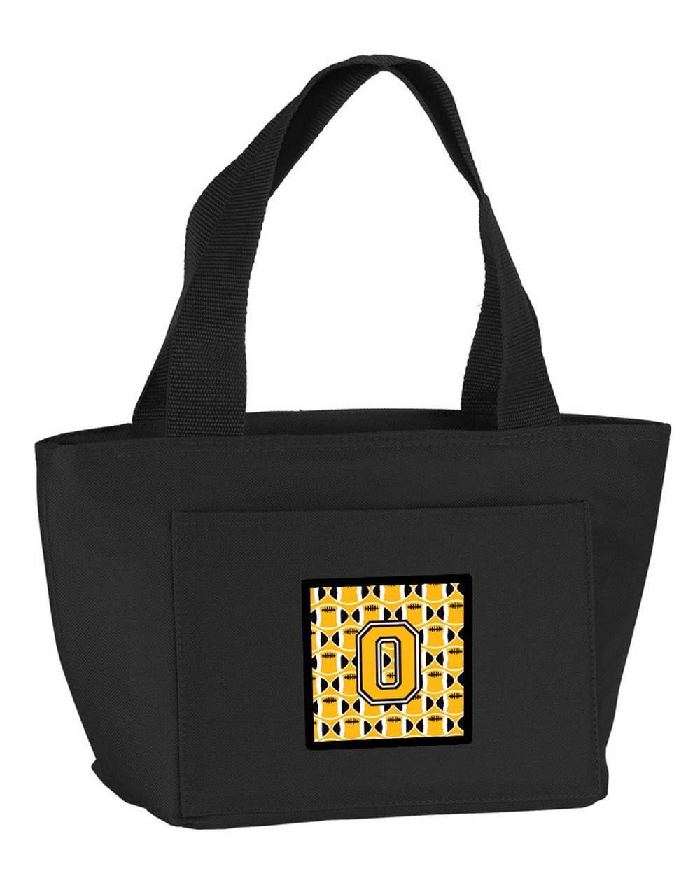 Letter O Football Black, Old Gold and White Lunch Bag CJ1080-OBK-8808