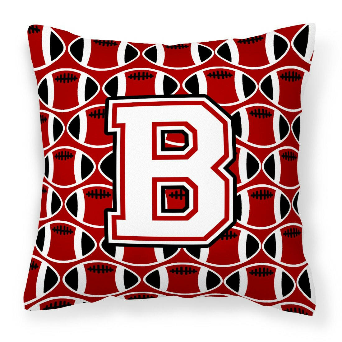 Letter B Football Cardinal and White Fabric Decorative Pillow CJ1082 ...