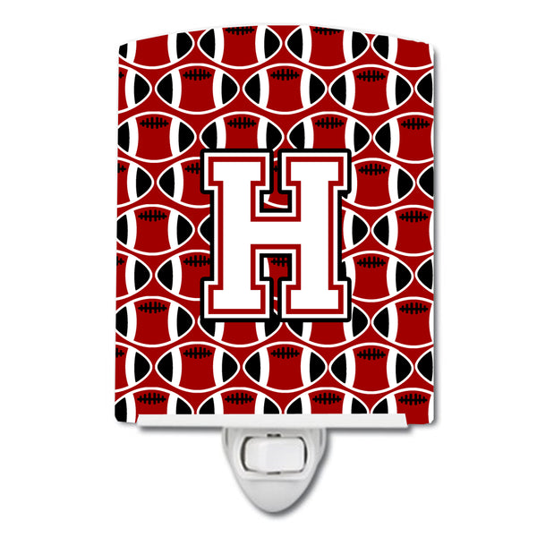 Letter H Football Cardinal and White Ceramic Night Light CJ1082-HCNL - the-store.com