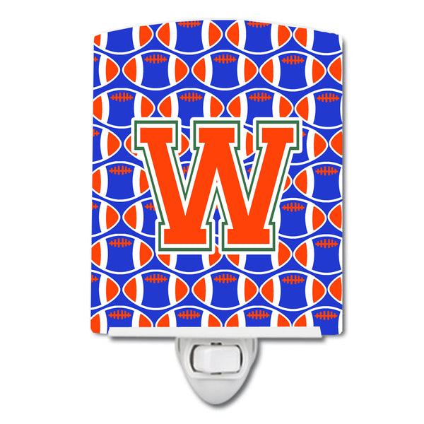 Letter W Football Green, Blue and Orange Ceramic Night Light CJ1083-WCNL - the-store.com