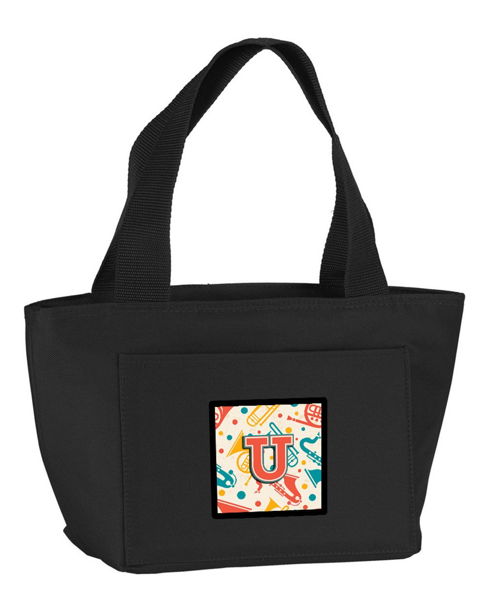 Letter U Retro Teal Orange Musical Instruments Initial Lunch Bag CJ2001-UBK-8808