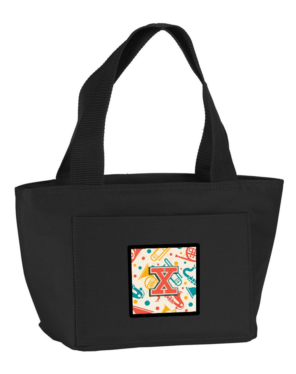 Letter X Retro Teal Orange Musical Instruments Initial Lunch Bag CJ2001-XBK-8808