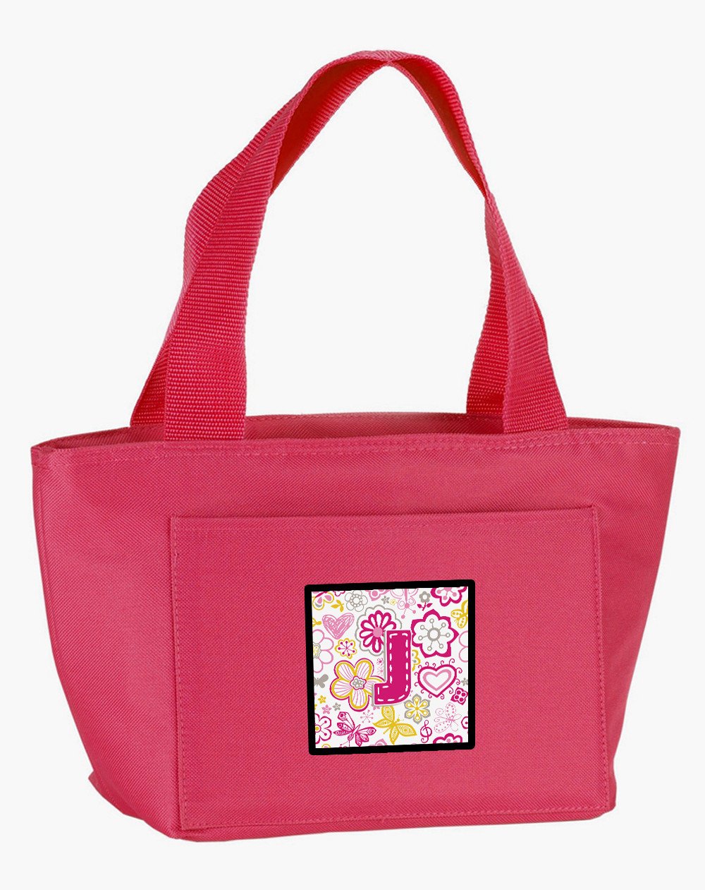 Letter J Flowers and Butterflies Pink Lunch Bag CJ2005-JPK-8808