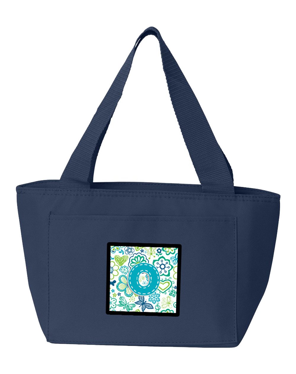 Letter O Flowers and Butterflies Teal Blue Lunch Bag CJ2006-ONA-8808