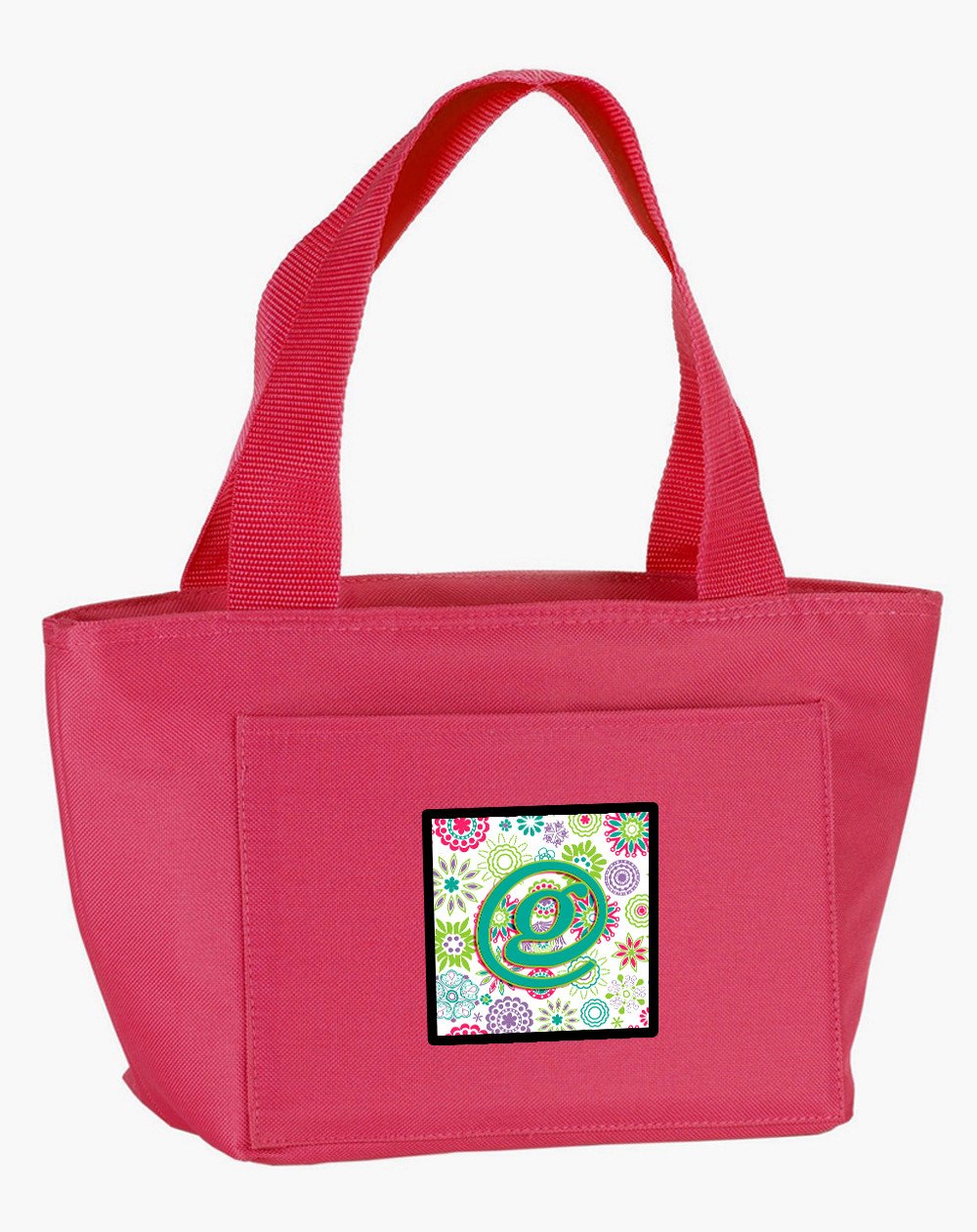 Letter G Flowers Pink Teal Green Initial Lunch Bag CJ2011-GPK-8808