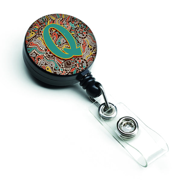 Letter Q Retro Tribal Alphabet Initial Retractable Badge Reel CJ2013-QBR  the-store.com.