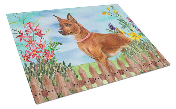 Miniature Pinscher Spring Glass Cutting Board Large CK1218LCB by Caroline's Treasures