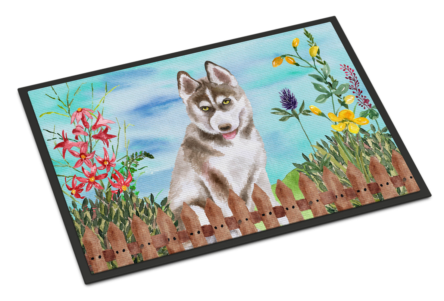 Siberian Husky Grey Spring Indoor or Outdoor Mat 18x27 CK1258MAT