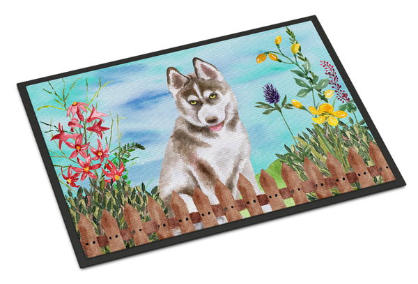 Siberian Husky Grey Spring Indoor or Outdoor Mat 18x27 CK1258MAT - the-store.com