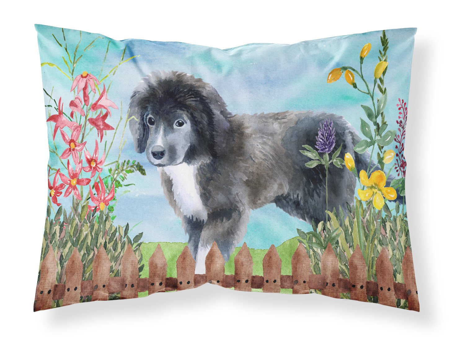 Newfoundland Puppy Spring Fabric Standard Pillowcase CK1261PILLOWCASE