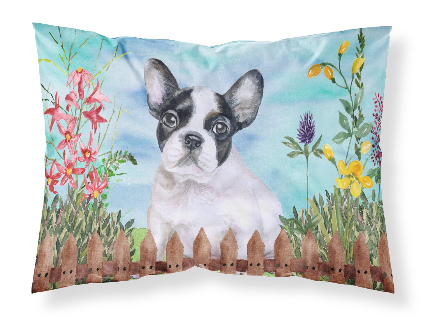 French Bulldog Black White Spring Fabric Standard Pillowcase CK1272PILLOWCASE