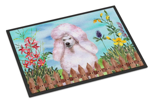 White Standard Poodle Spring Indoor or Outdoor Mat 18x27 CK1279MAT - the-store.com