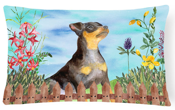 Miniature Pinscher #2 Spring Canvas Fabric Decorative Pillow CK1286PW1216 by Caroline's Treasures