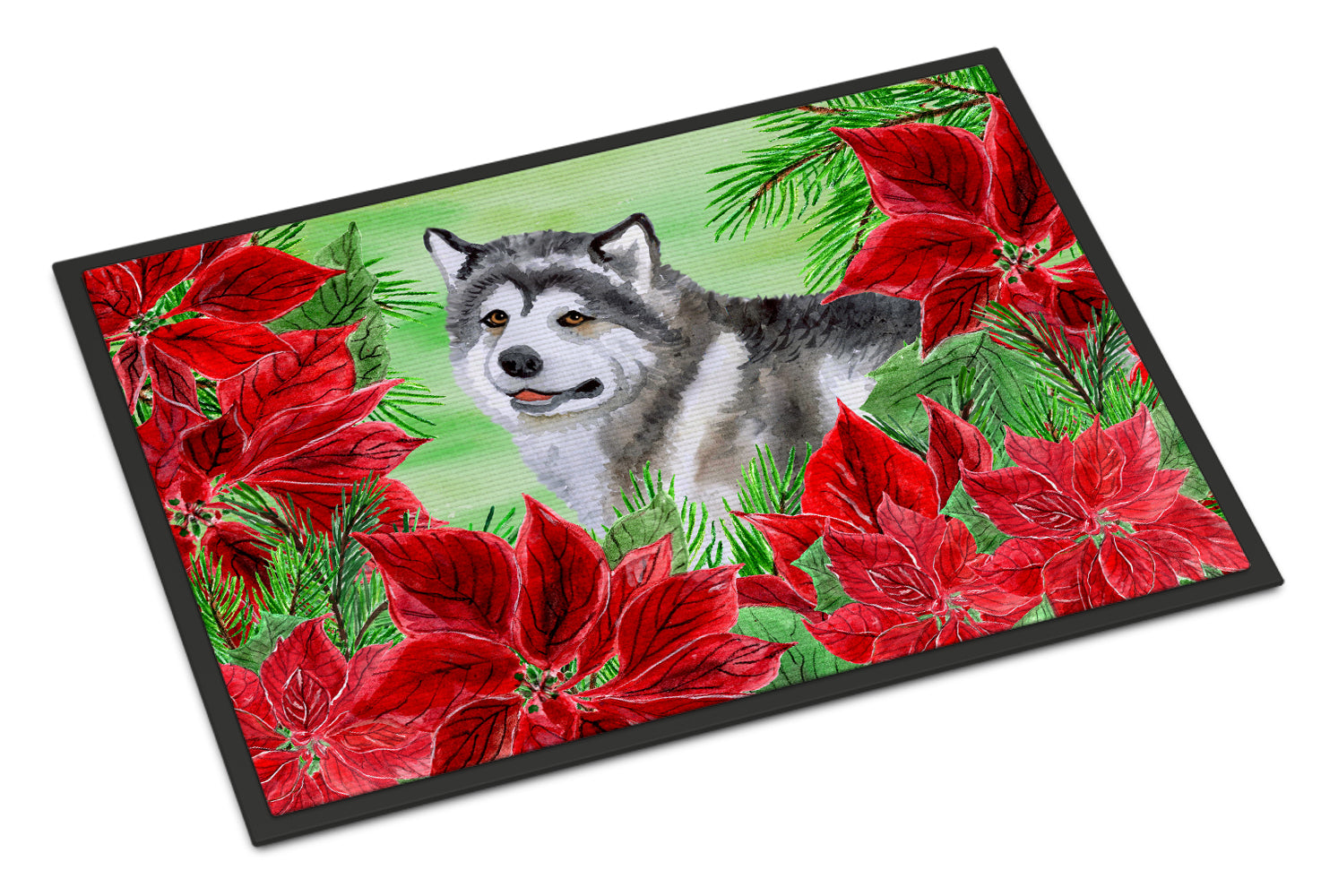 Alaskan Malamute Poinsettas Indoor or Outdoor Mat 18x27 CK1287MAT