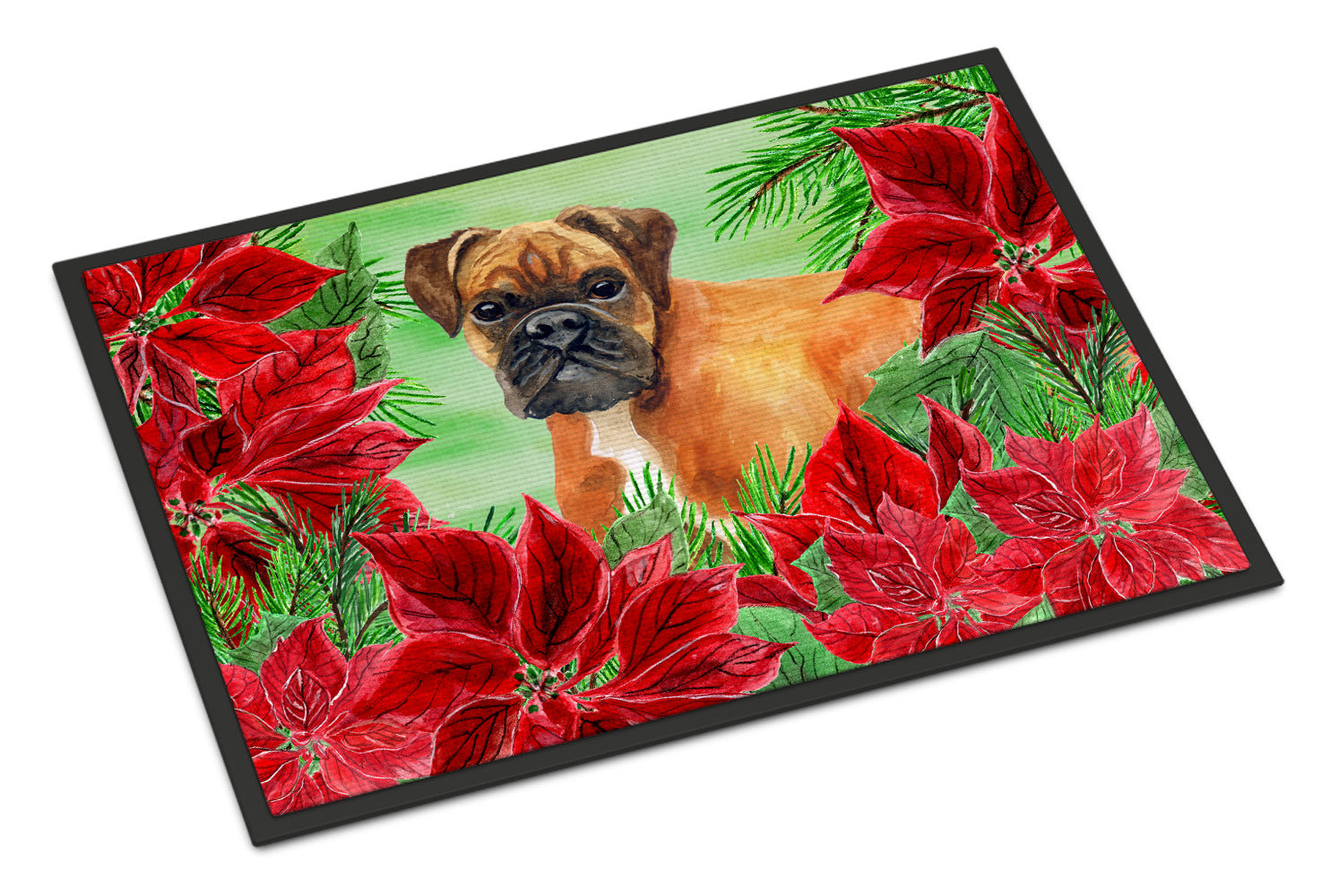 German Boxer Poinsettas Indoor or Outdoor Mat 18x27 CK1289MAT