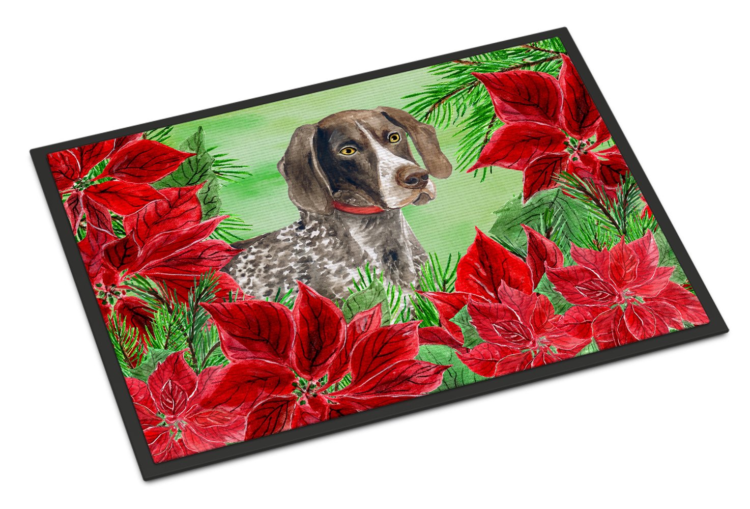 German Shorthaired Pointer Poinsettas Indoor or Outdoor Mat 24x36 CK1290JMAT