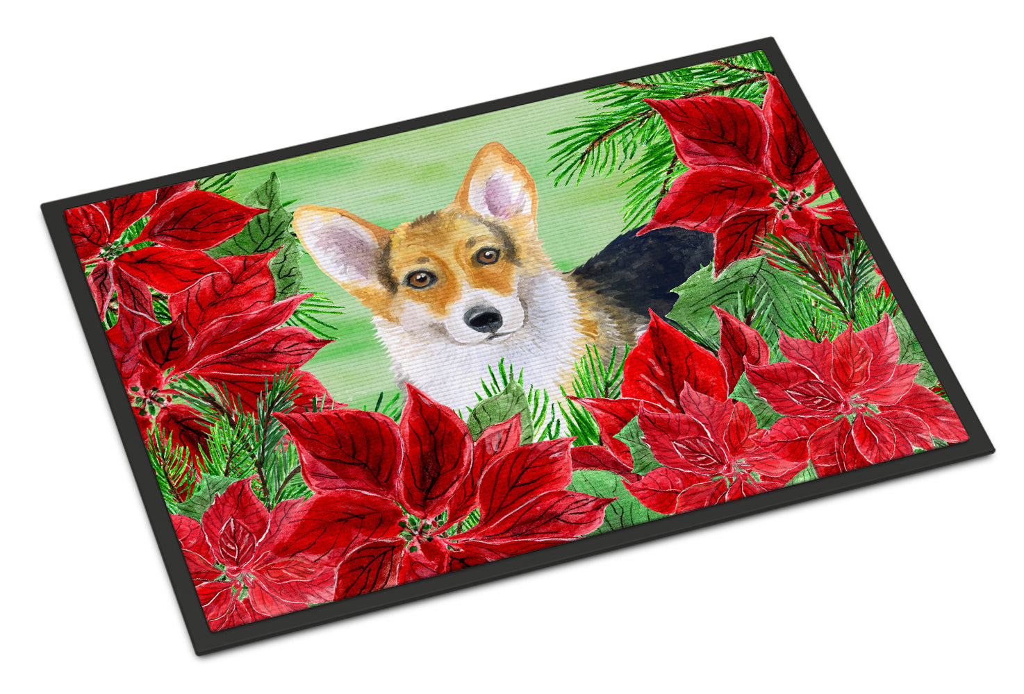 Pembroke Corgi Poinsettas Indoor or Outdoor Mat 18x27 CK1291MAT