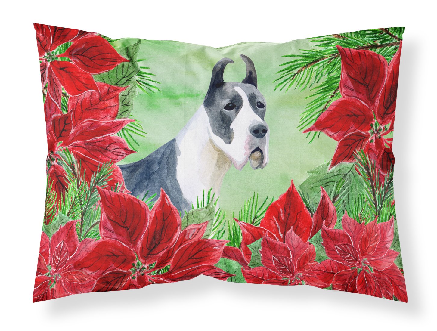 Harlequin Great Dane Poinsettas Fabric Standard Pillowcase CK1292PILLOWCASE