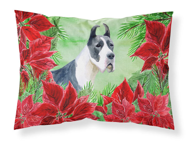 Harlequin Great Dane Poinsettas Fabric Standard Pillowcase CK1292PILLOWCASE by Caroline's Treasures