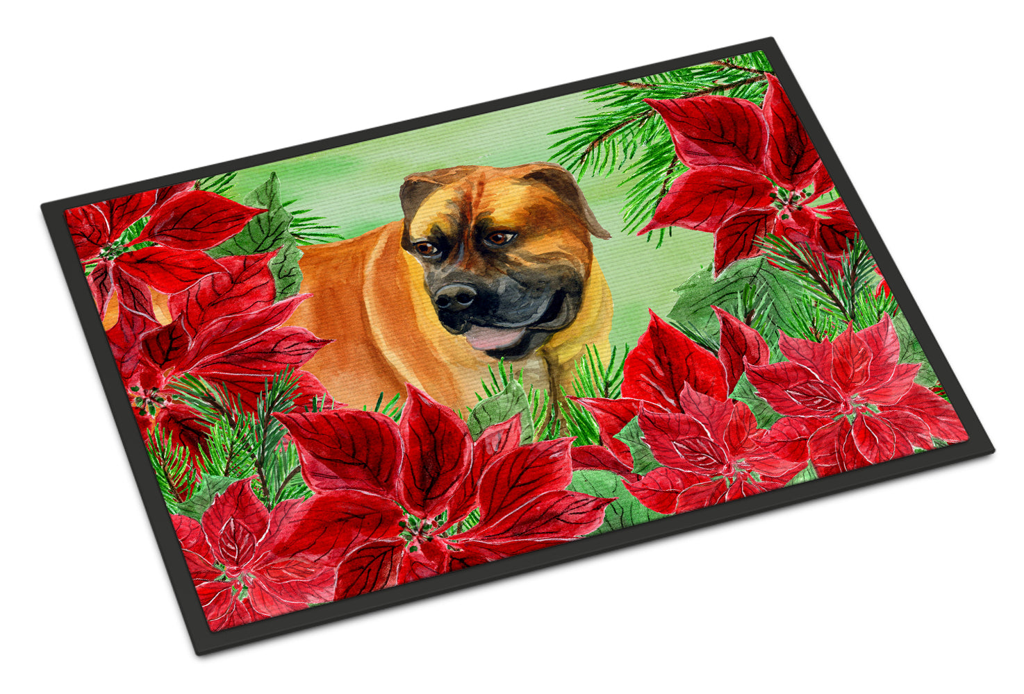 Boerboel Mastiff Poinsettas Indoor or Outdoor Mat 18x27 CK1295MAT