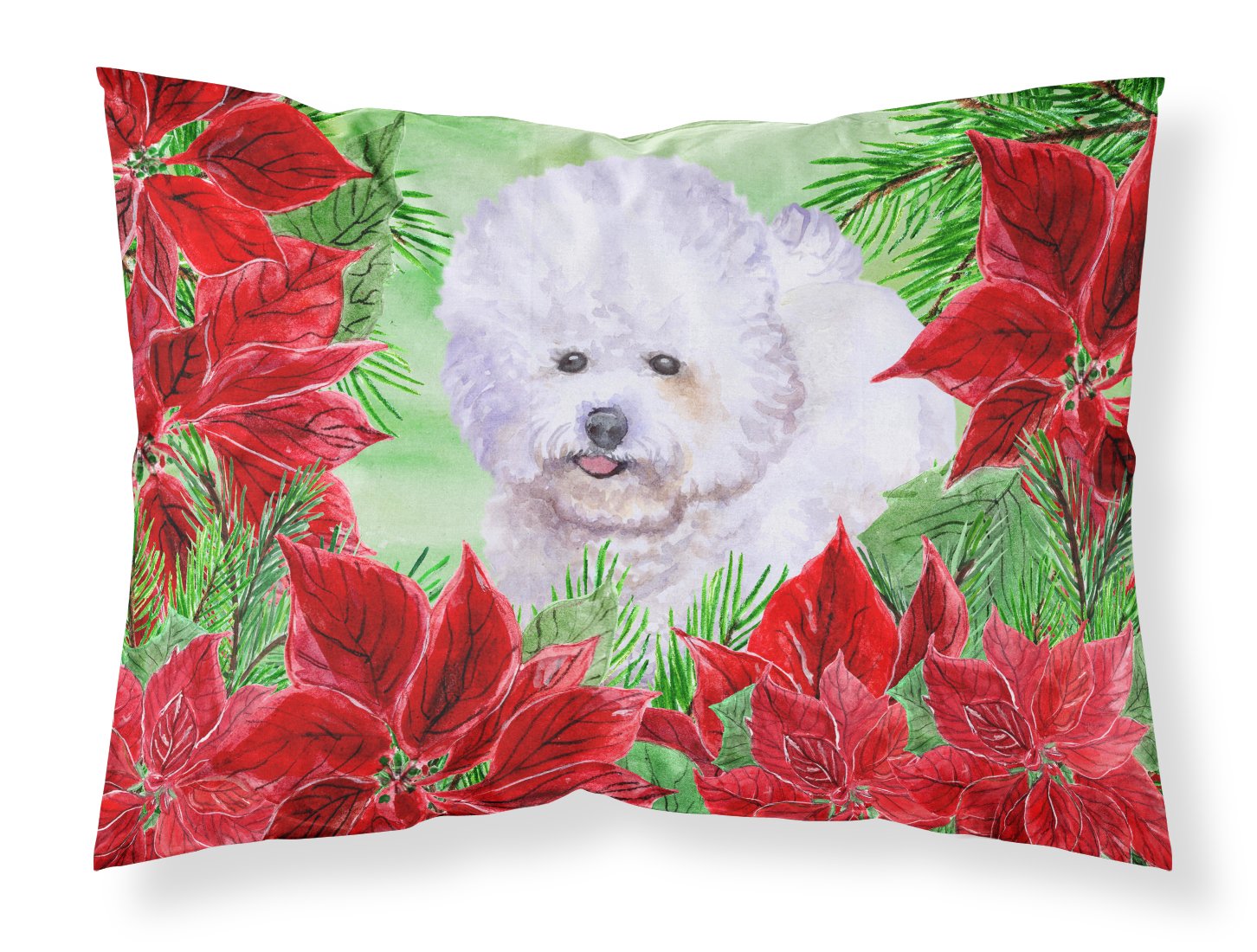 Bichon Frise Poinsettas Fabric Standard Pillowcase CK1297PILLOWCASE