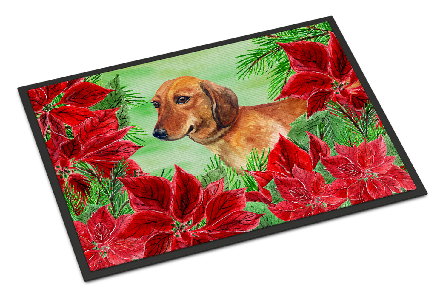 Dachshund Poinsettas Indoor or Outdoor Mat 18x27 CK1300MAT