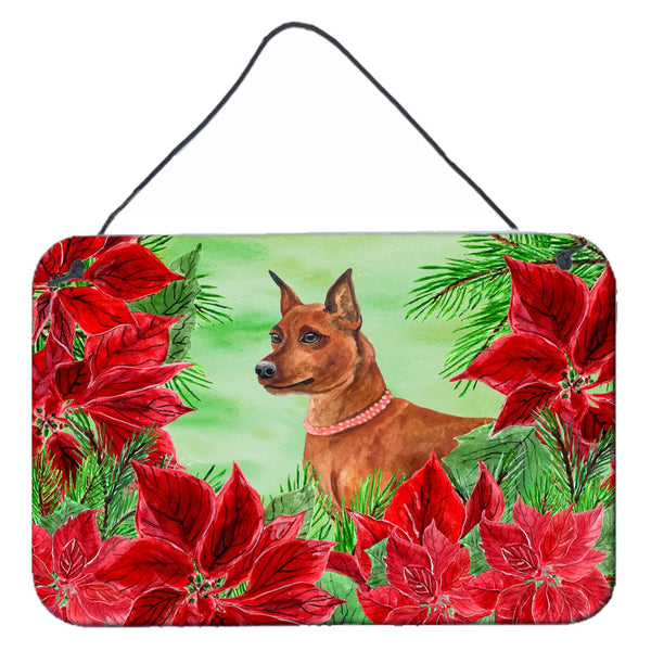 Miniature Pinscher Poinsettas Wall or Door Hanging Prints CK1304DS812 by Caroline's Treasures