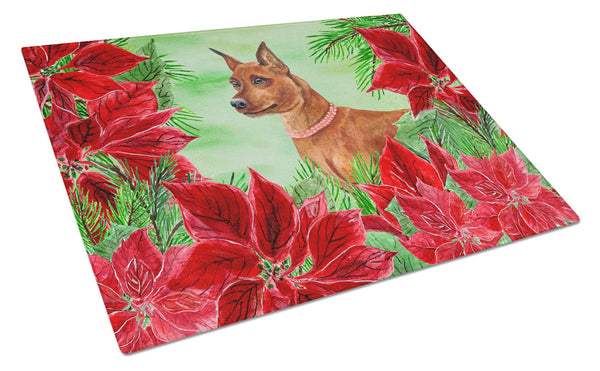 Miniature Pinscher Poinsettas Glass Cutting Board Large CK1304LCB by Caroline's Treasures