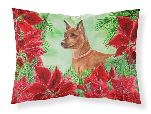 Miniature Pinscher Poinsettas Fabric Standard Pillowcase CK1304PILLOWCASE by Caroline's Treasures