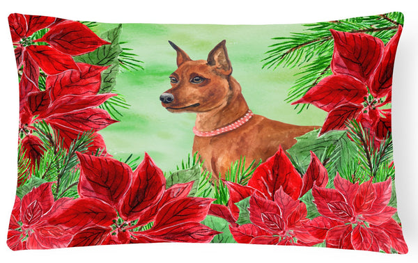 Miniature Pinscher Poinsettas Canvas Fabric Decorative Pillow CK1304PW1216 by Caroline's Treasures