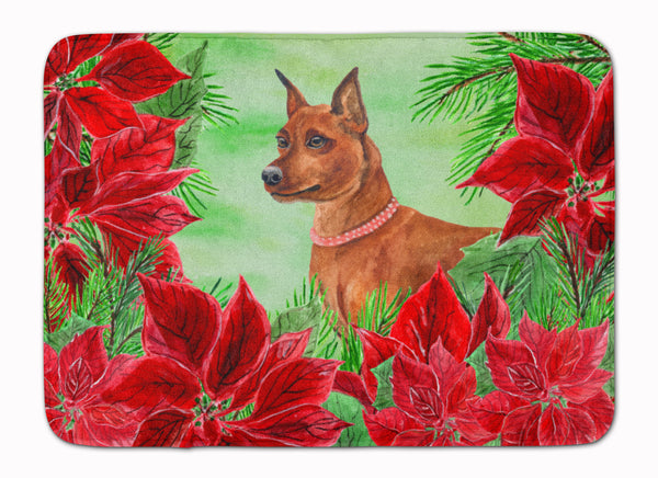 Miniature Pinscher Poinsettas Machine Washable Memory Foam Mat CK1304RUG - the-store.com