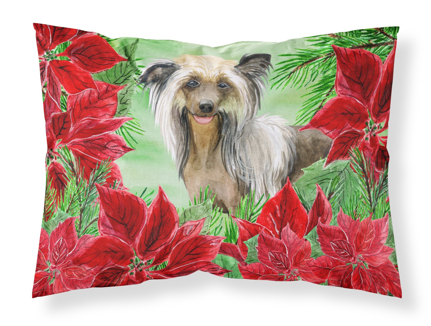 Chinese Crested Poinsettas Fabric Standard Pillowcase CK1307PILLOWCASE