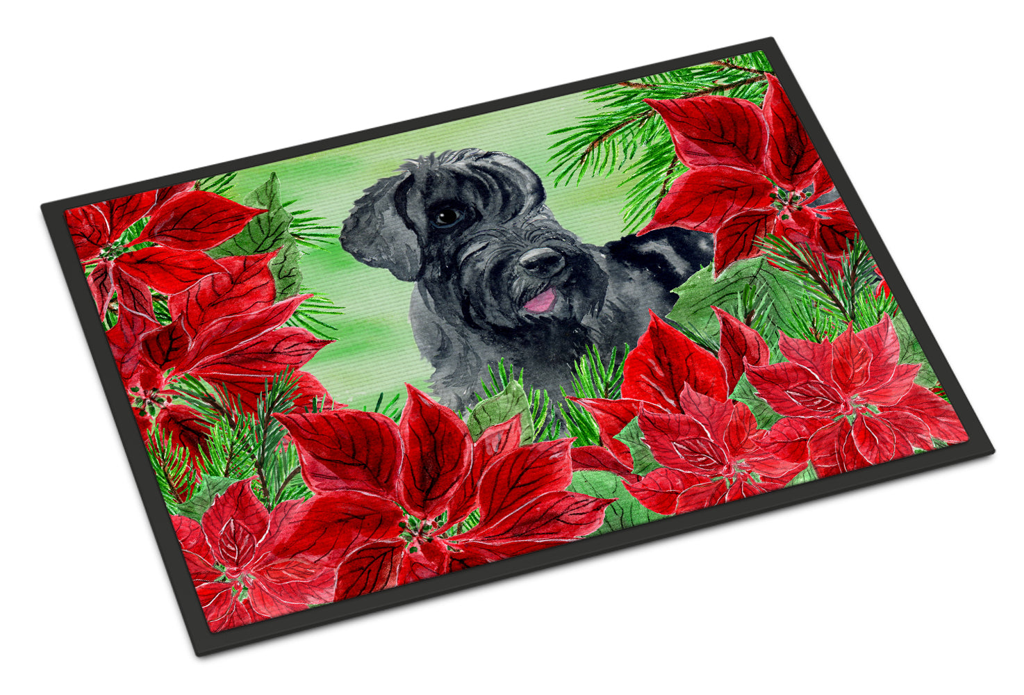 Giant Schnauzer Poinsettas Indoor or Outdoor Mat 18x27 CK1308MAT