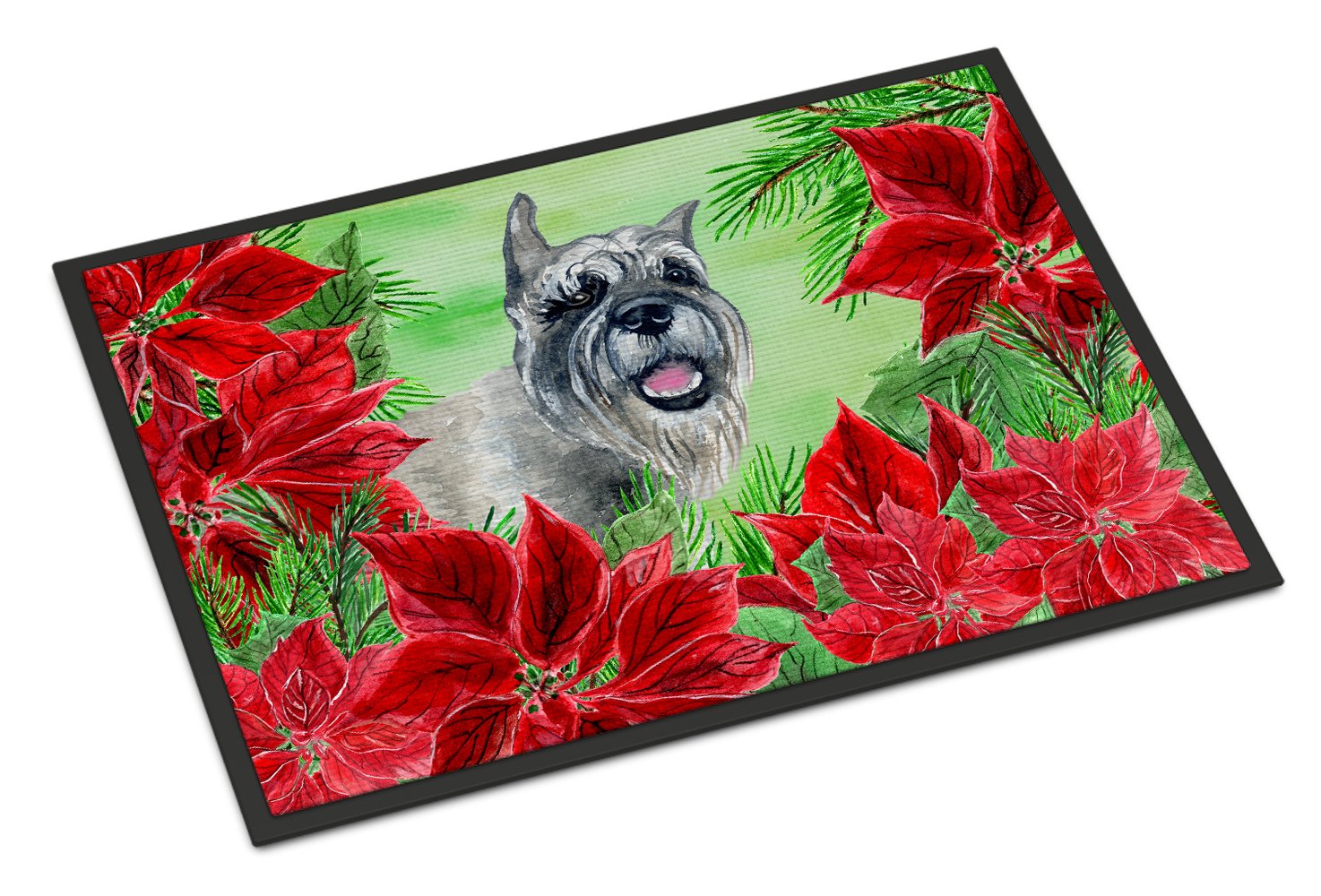 Schnauzer Poinsettas Indoor or Outdoor Mat 24x36 CK1310JMAT