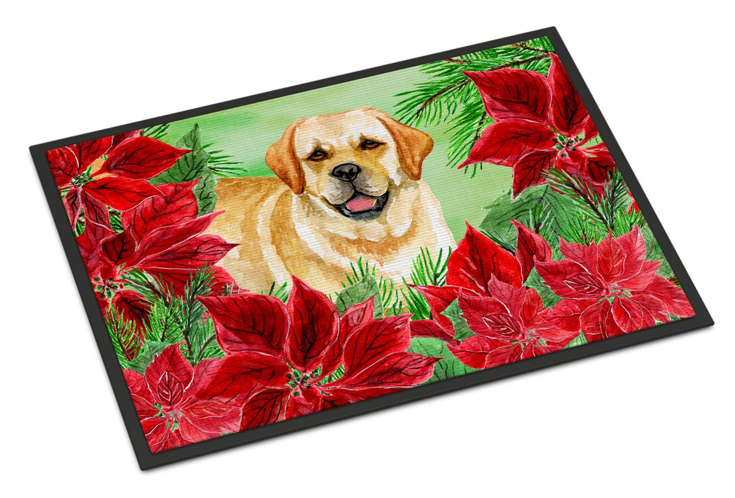 Golden Retriever Poinsettas Indoor or Outdoor Mat 24x36 CK1312JMAT