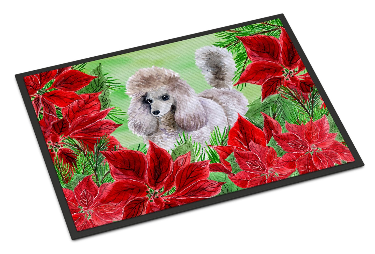 Poodle Poinsettas Indoor or Outdoor Mat 24x36 CK1313JMAT