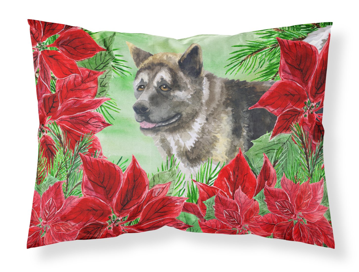 American Akita Poinsettas Fabric Standard Pillowcase CK1317PILLOWCASE